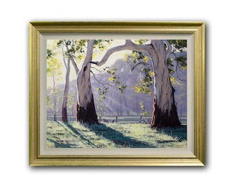農場の絵画 グラハム・ガーケンによるオーストラリアのガムツリー風景