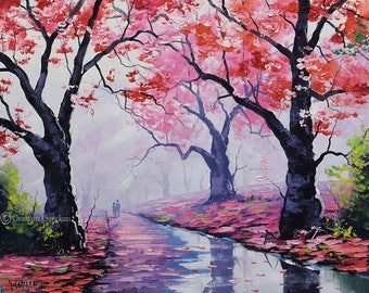 Pink trees, downloadable prints, pink wall art, pink deco, tree prints, tree pictures,  from my Original Oil Painting