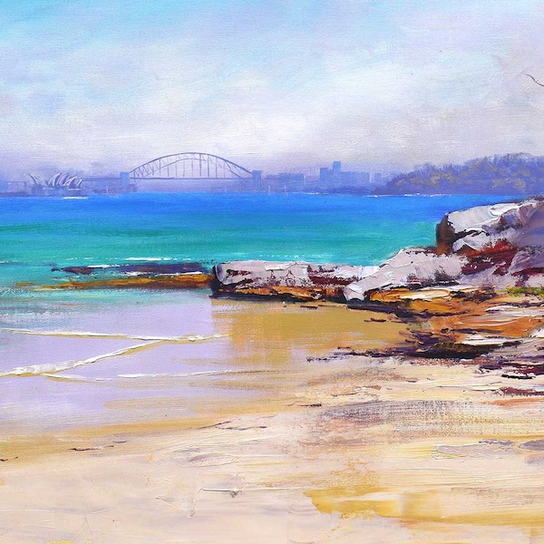 seascape, sydney harbour print , Australian prints,  painting prints, coastal prints, sydney beach, turquoise ocean downloadable prints