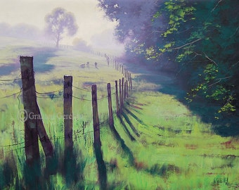 SHEEP FARM PAINTING traditional rural landscape Pastoral Landscape Realistic Art by Graham Gercken