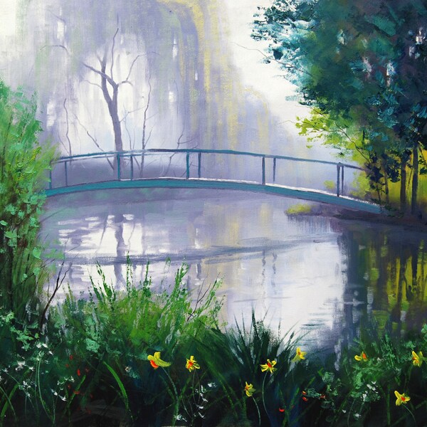 Monet Garden Lily pond Painting Impressionist artwork by G. Gercken