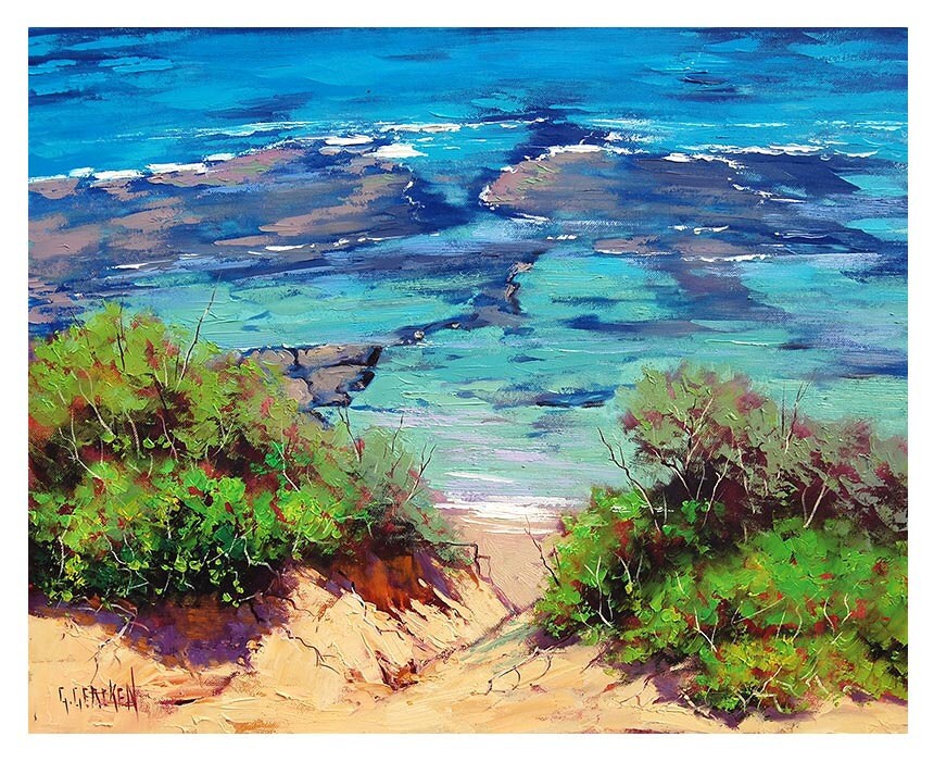 BEACH ART PAINTING Impressionist Seascape Oil by G.Gercken | Etsy