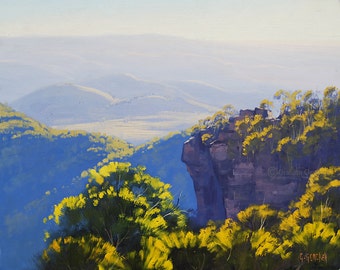 Blue Mountains PAINTING Katoomba Jamison Valley Australian Landscape Art on Canvas