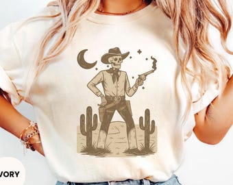 Skeleton Cowboy Halloween Shirt: Retro Rodeo Ghost Tee