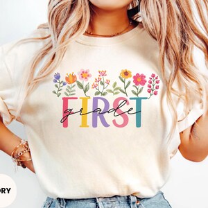 Comfort Colors First Grade Teacher Shirt: Back to School Tee