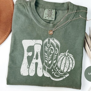 Fall Cowgirl Shirt: Retro Pumpkin Boots, Western Autumn Graphic Tee