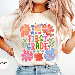 Comfort Colors First Grade Teacher Shirt: Back to School Tee
