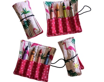 Flamingo Mini Crayon Rolls