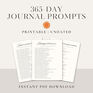 365 Daily Journal Prompts for Growth, Clarity, Purpose | Printable Guided Journal | Self-Reflection and Mindful Living Workbook