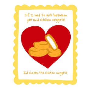 Chicken Nuggets Poster McNuggets Digital Download Fast Food Wall Art Kitchen Food Poster Chicken Nugget Lover Funny Wall Art Hand Drawn