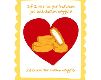 Huhn Nuggets Poster McNuggets Digitaler Download Fast Food Wandkunst Küche Lebensmittel Plakat Huhn Nugget Liebhaber Lustige Wandkunst Hand Gezeichnet