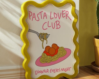 Pasta Lover Art Print Pasta Wall Art Pasta Lover Club Print Spaghetti Wall Art Drawn Pasta Print Kitchen Wall Art Pasta Illustration