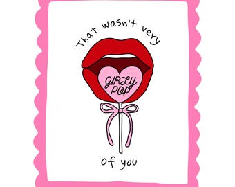 Girlypop Pink Print Hand Drawn Illustration Candy Wall Print Sweet Themed Digital Download Girly Print Cute Aesthetic Heart Shaped Lollipop
