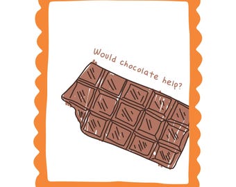 Chocolate Hand Drawn, Digital Download, Chocolate Lover Gift, Food Art Poster, Sweet Treat Print, Chocolate Lover Quote, Chocolate Gifts