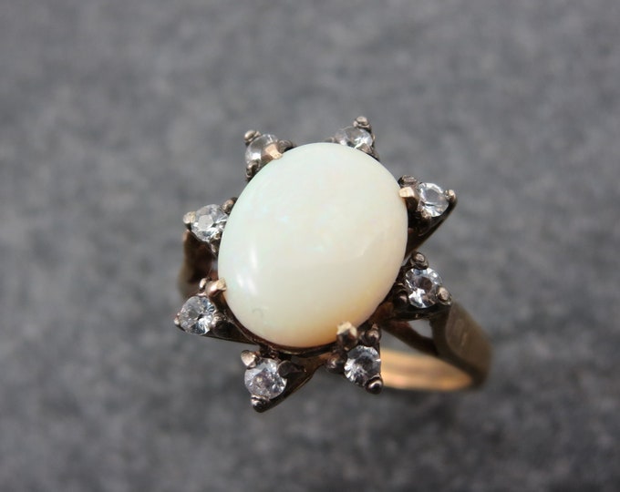 Opal Ring White Topaz 9k Gold Victorian Revival Opal Engagement Ring ...