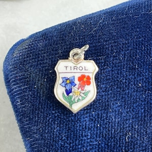 Enamel Travel Charm - Silver Enamel Tyrol Austria Souvenir Bracelet Charm -  835 Silver