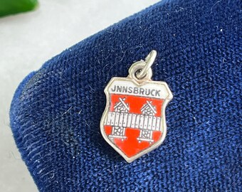 Vintage 835 Silber Emaille Reise Anhänger: Innsbruck Austria Souvenir
