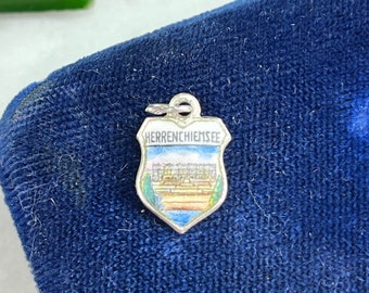 Vintage 835 Silber Emaille Reise Charm: Schloss Herrenchiemsee