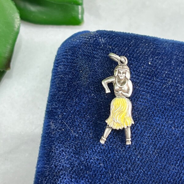 Hawaii HULA DANCER Charm HAWAIIAN LEI Pendant Charm 925 Sterling Silver