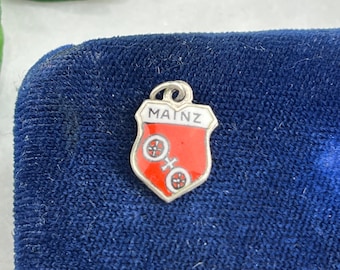 Vintage 835 Silver Enamel Travel Charm: Mainz Coat of Arms