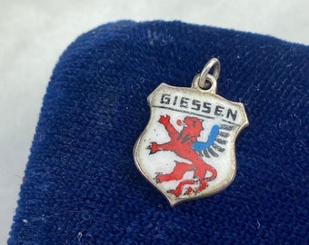 935 Silver Enamel Travel Charm: Giessen Germany Souvenir
