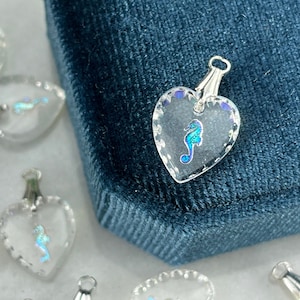 Glass Seahorse Pendant - Reverse Intaglio, Pale Iridescent Finish ONE PIECE
