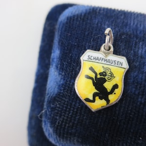 Enamel Travel Charm - Silver Enamel Germany Souvenir Bracelet Charm - Schaffhausen 800 Silver