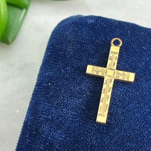 Gold Cross Pendant - Vintage Etched 10k Gold Fill
