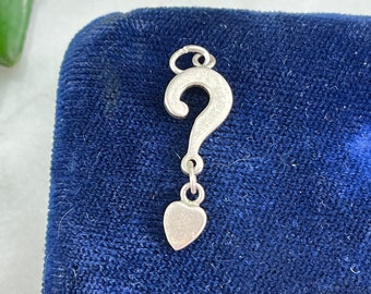 Sterling Silver Question Mark Heart Charm - Rare Vintage Bracelet Charm, Do You Love Me