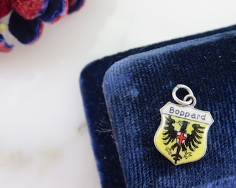 Vintage 800 Silver Enamel Travel Charm: Boppard Germany Souvenir
