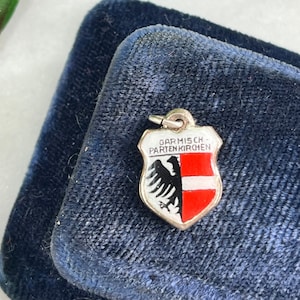 Enamel Travel Charm - Silver Enamel Germany Souvenir Bracelet Charm - Garmisch-Partenkirchen 800 Silver