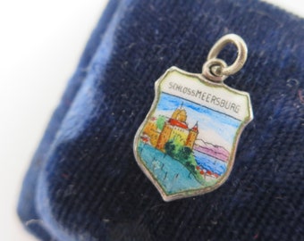 Vintage 800 Silver Enamel Travel Charm: Schloss Meersburg, Germany