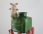 Fairing Pig Inkwell Vase - Porcelain South Norwalk Connecticut, Anthropomorphic Animals
