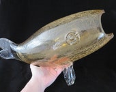 Large Blenko Glass Fish - Gold Crackle Glass Mid Century Home Decor