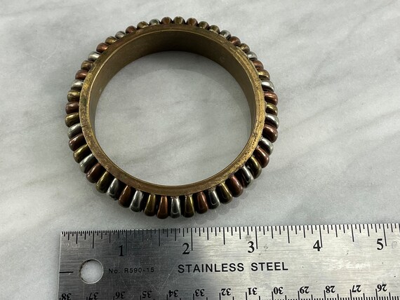 Silver, Brass and Copper Bangle Bracelet - Modern… - image 5