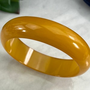 Brazalete grueso de baquelita - Joyería de baquelita color caramelo amarillo