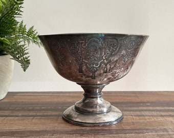 Vintage Silver Plated Trophy Bowl - Equestrian, Preppy Decor, Decorative Engraving