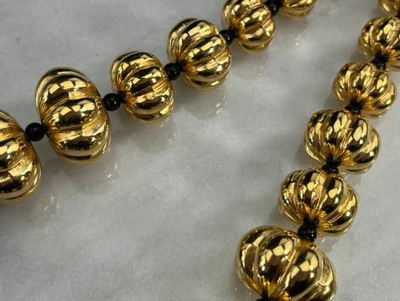 Black and Gold Beaded Necklace - Vintage Napier C… - image 4