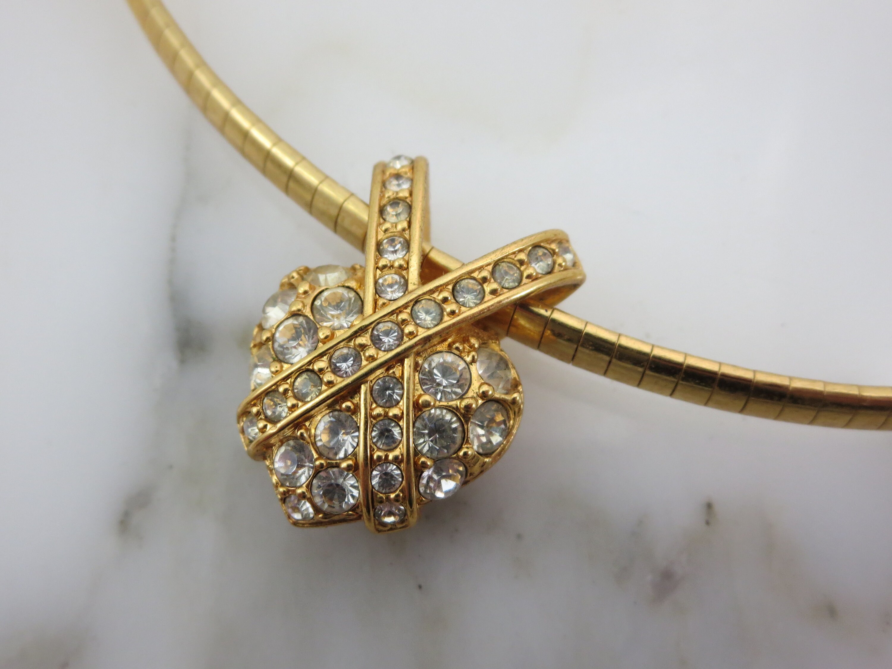 Rhinestone Heart Necklace Pendant Nolan Miller Jewelry | Etsy