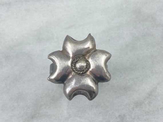 Sterling Statement Ring - Silver Flower Ring, Mex… - image 7