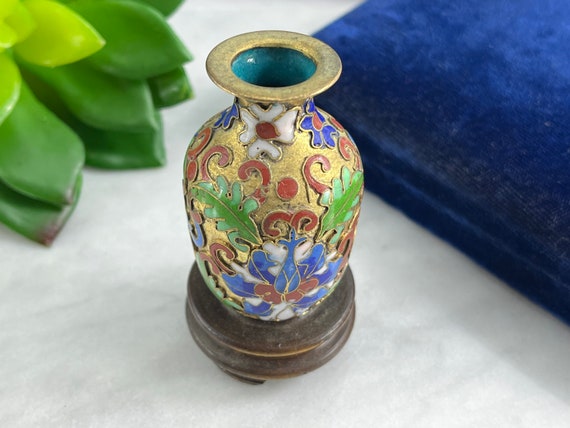 中国七宝焼き花瓶 - Chinese Cloisonné Floral Vase