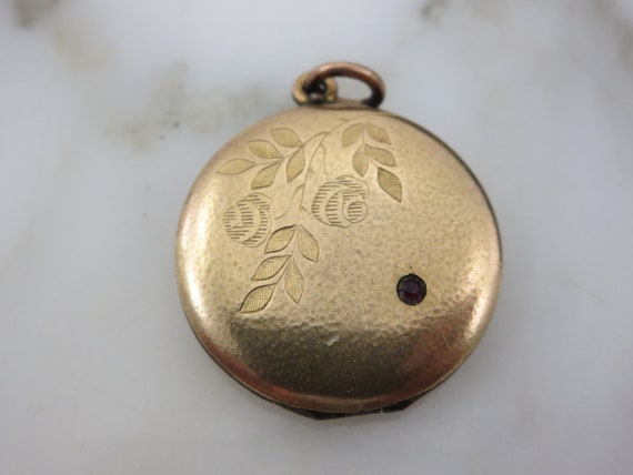 Vintage Edwardian Paste Locket - Etched Roses Rou… - image 6