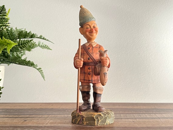 Carved Wood Figurine - Angler Fisherman Folk Art Anri - Etsy