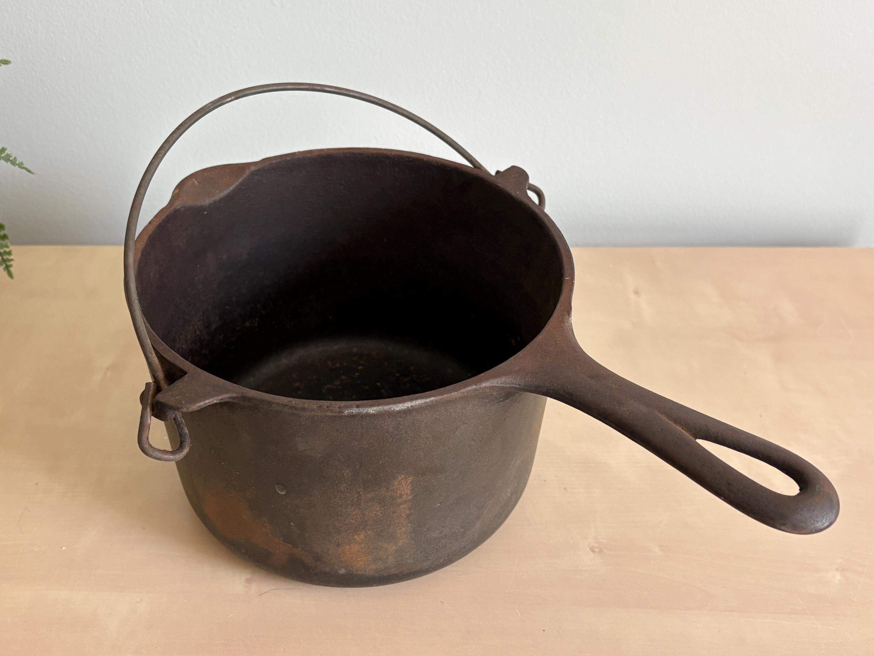 Vintage Griswold #1003 Cast Iron Fryer Pot With Bail Handle