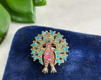 Broche Vintage Paon Strass - Rouge - Style As Carven