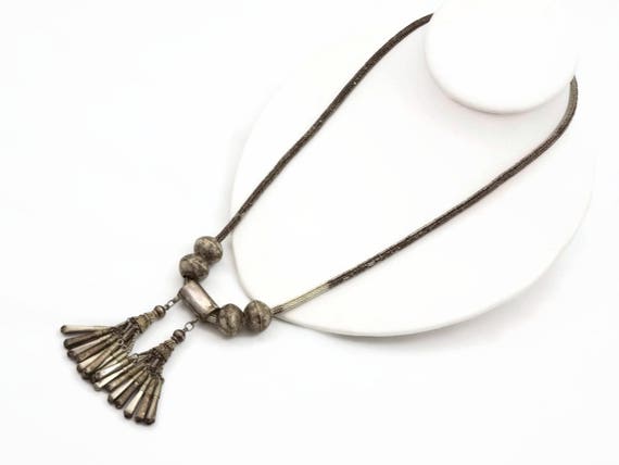 Vintage Tassel Necklace - Tribal Silver Boho Foxt… - image 7