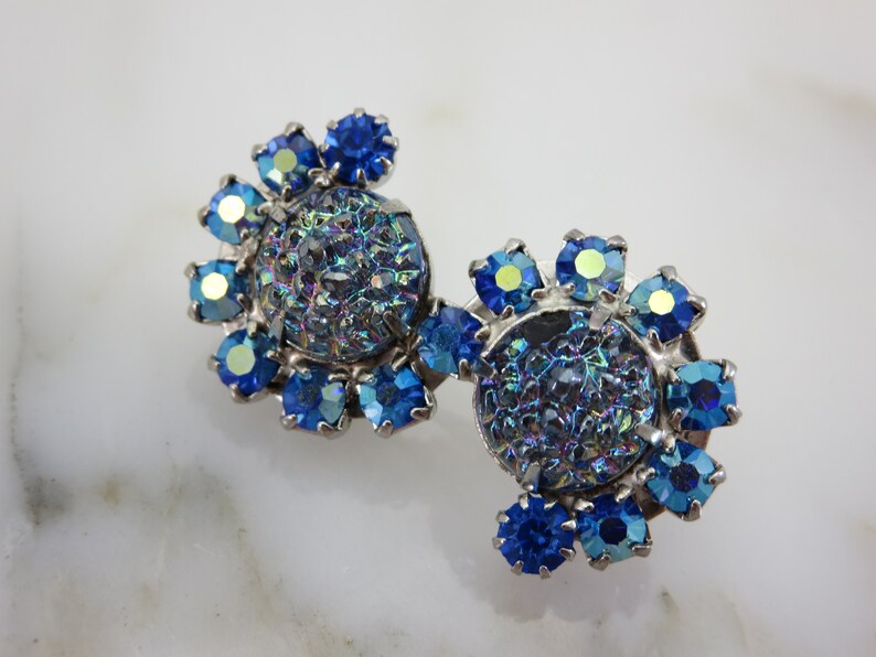 Blue Heliotrope Lava Rock Rhinestone Costume Jewelry Brooch - Etsy