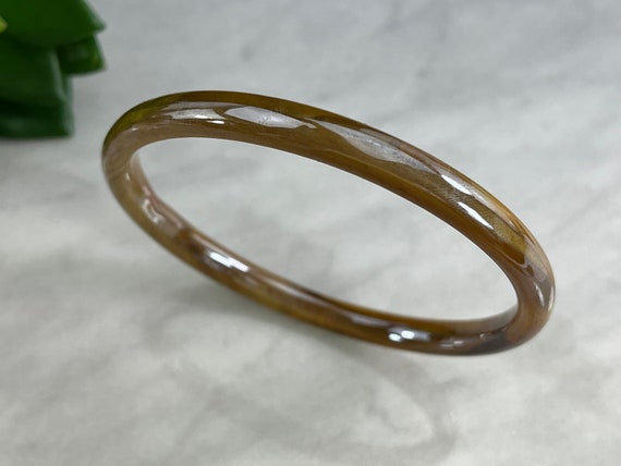 Art Glass Bangle Bracelet - Vintage Jewelry Marbl… - image 3