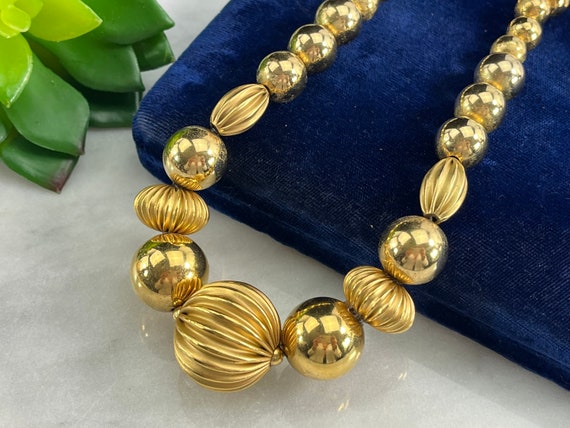 Gold Bead Necklace - Vintage Napier Costume Jewel… - image 5