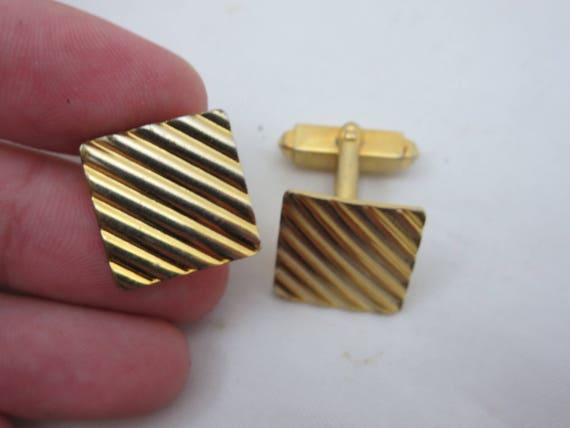 Vintage Mid Century Cufflinks - Gold Plated - image 3